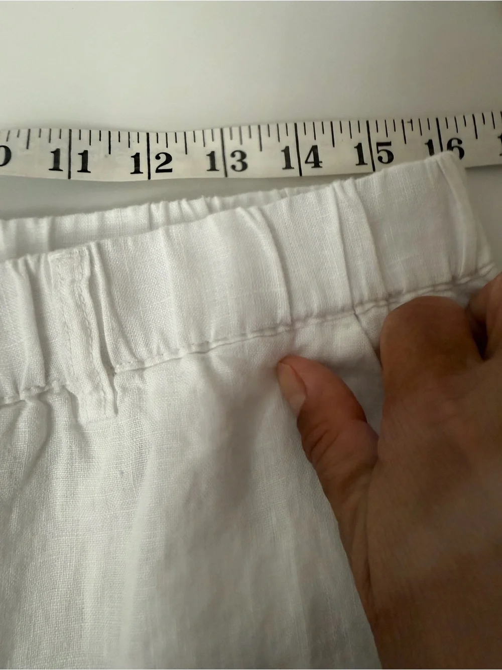 Quince 100% European Linen Pants White Cropped  Elastic-Waist Pockets Size M